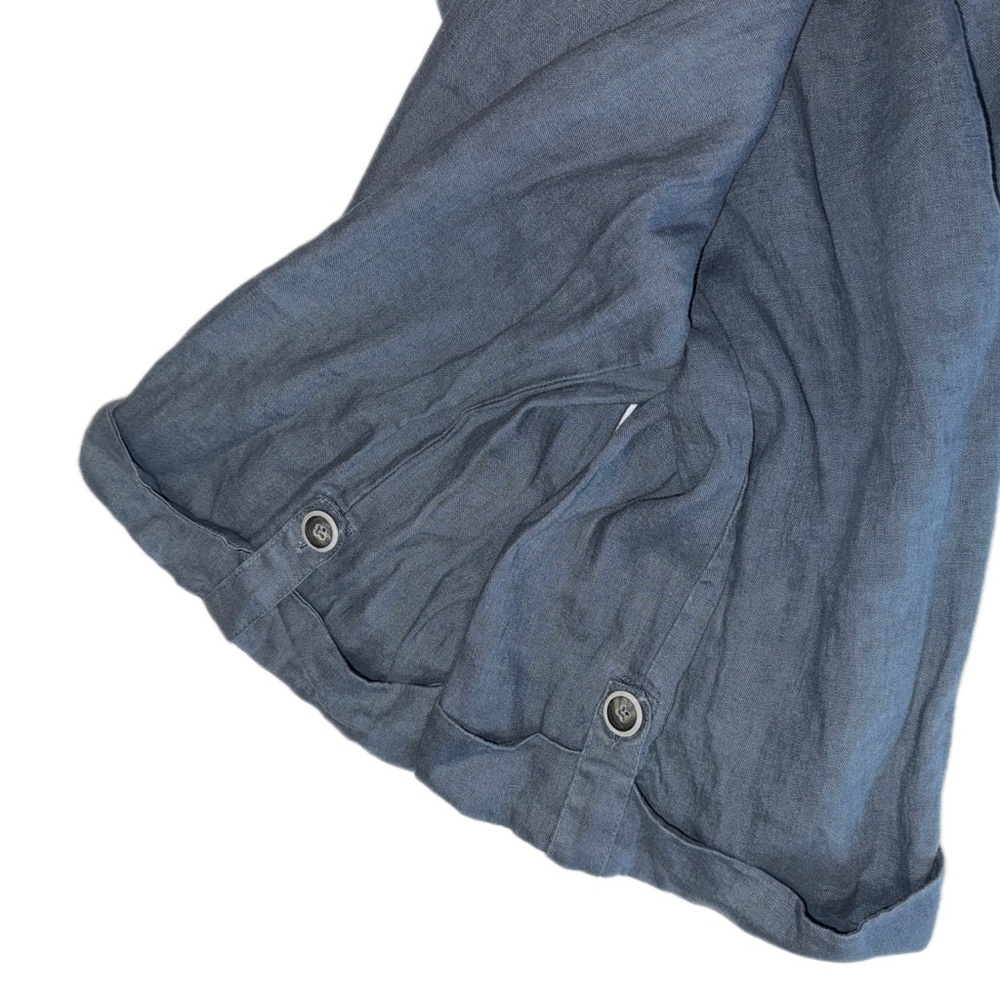 Hot Cotton Linen Cargo Pants Women’s Medium Gray Drawstring Utility outdoor - Picture 5 of 11